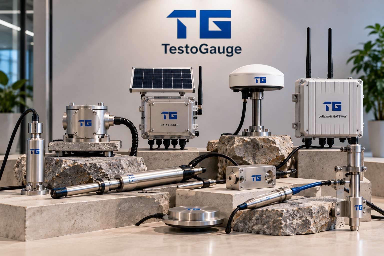 Range of TestoGauge sensors, data logger and gateway on display